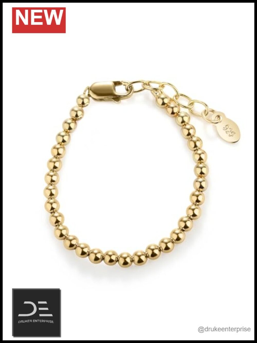 Hand Beaded 14K Gold Plated Sterling Silver Bracelet - 7-7.5